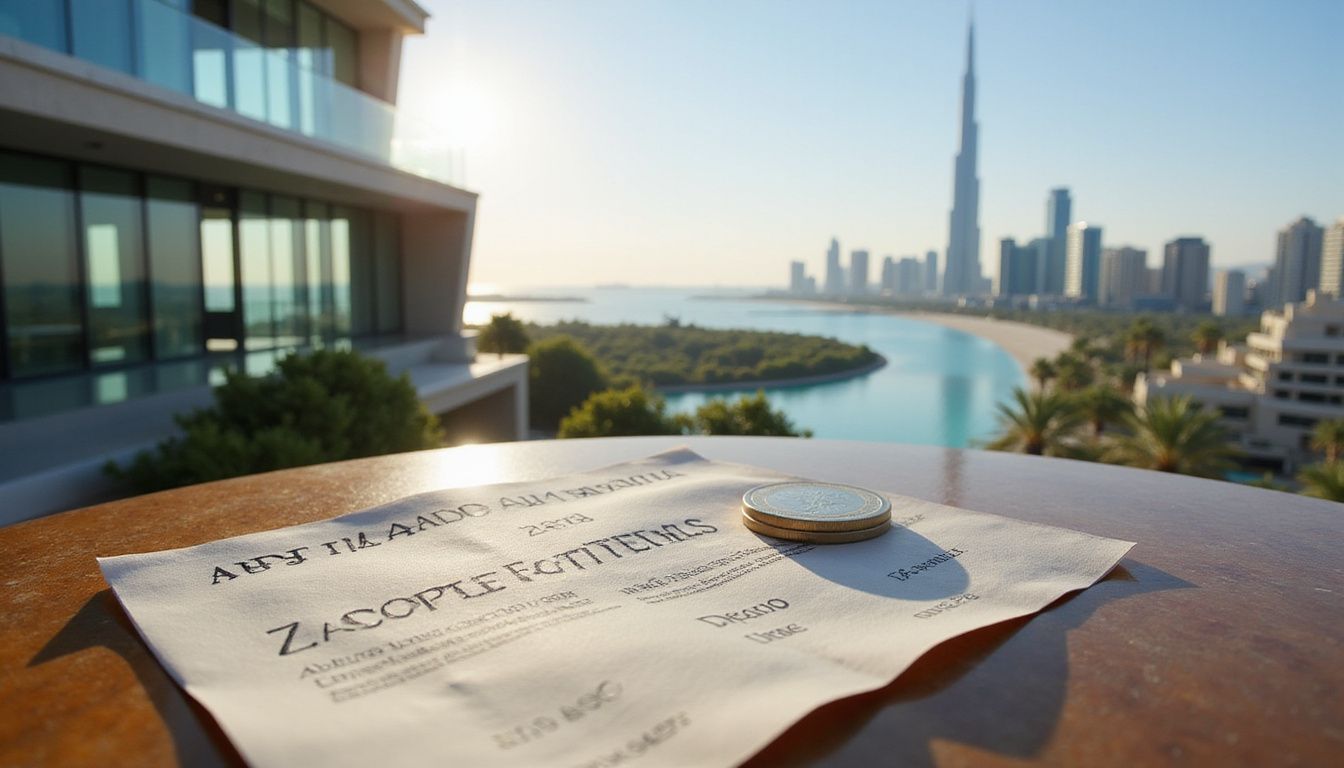 Luxury Dubai property with Australian deed and currency exchange symbol. Luxury Dubai property with Australian deed and currency exchange symbol.