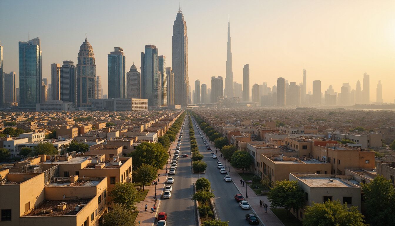 Aerial view of Dubai's vibrant skyline and urban landscape in 2026. Aerial view of Dubai's vibrant skyline and urban landscape in 2026.