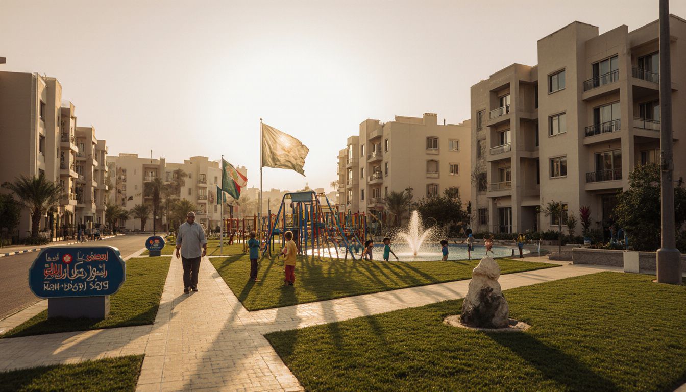 Casual snapshot of a family-friendly Dubai residential area with greenery. Casual snapshot of a family-friendly Dubai residential area with greenery.